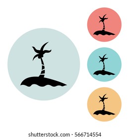 Palm icon isolated vector sign symbol, on blue, red, yellow background. Tourism elements icons. Can be used in logo, UI and web design