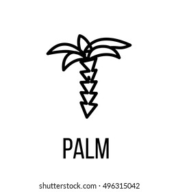 Palm icon or logo in modern line style. High quality black outline pictogram for web site design and mobile apps. Vector illustration on a white background. 