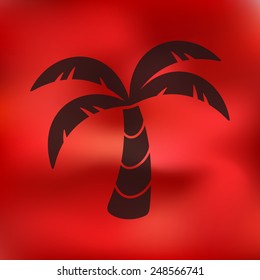 palm icon on blurred background