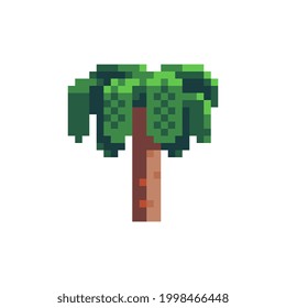 Palm icon. Pixel art. Game assets. 8-bit style. Isolated abstract vector illustration. 