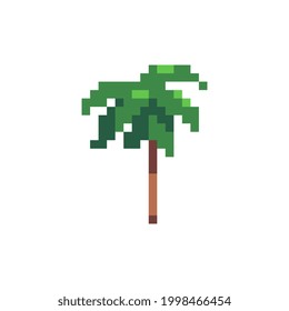 Palm icon. Pixel art. Game assets. 8-bit style. Isolated abstract vector illustration. 
