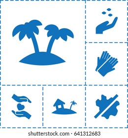 Palm icon. set of 6 palm filled icons such as hand with seeds, no wash, gloves, hands holding heart, palm