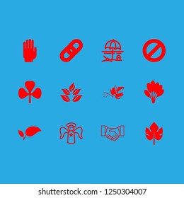 palm icon set about angel, hand, stop and leaf vector set