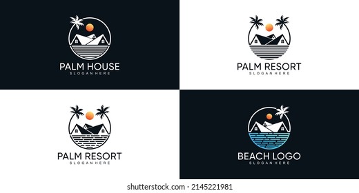 Palm icon set  logo design with creative unique concept Premium Vector