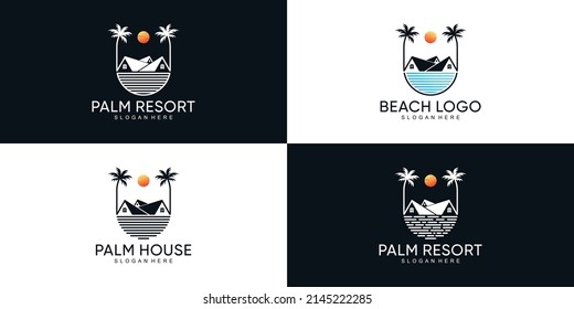 Palm icon set  logo design with creative unique concept Premium Vector