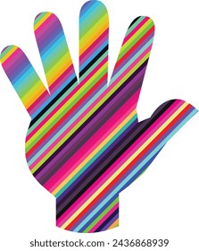 forma de icono de palma con pequeña diagonal rayada de varios colores en el interior, ilustración vectorial de icono de palma.