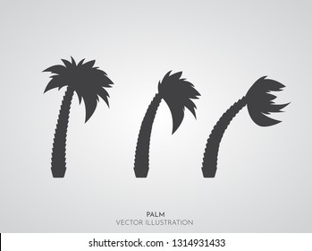 Palm icon silhouette set
