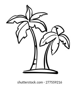 palm  icon sketch  cartoon vector illustration