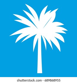 Palm icon white isolated on blue background vector illustration