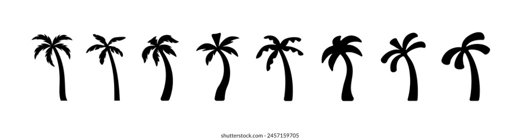 Palm icons. Different palm silhouette