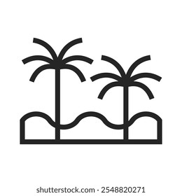 Palm icons. Outline set of palm vector icons for web design isolated on white background