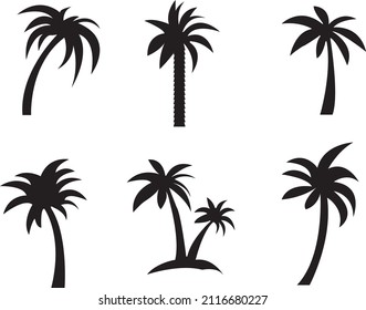 Palm icons set isolateed, black on a white background.eps