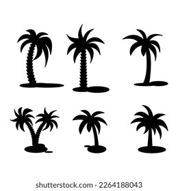 Palm icons set isolateed, black on a white background.eps