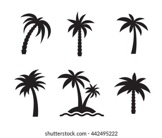 Palm icons set: isolateed, black on a white background