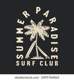 palm illustration graphic surfboard design tropical badge paradise vintage summer