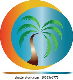 Palm illustration logo design vector