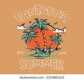 palm illustration in the summer theme