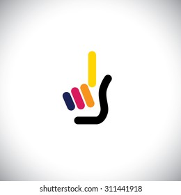 palm with index finger as one concept vector icon. this graphic also represents concepts like out in tennis or cricket, one time, once, raising finger, number one, first