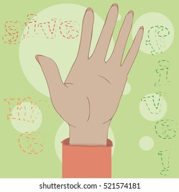 palm and an inscription

