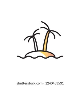 palm island icon vector with shadow style. diving icon