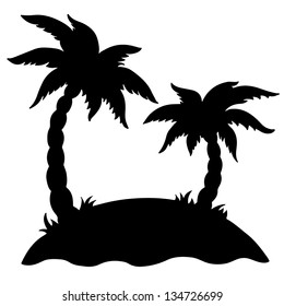 Palm island isolated black silhouette on a white background. Abstract design logo. Logotype art -  vector