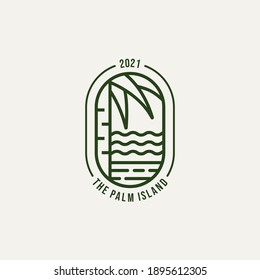 palm island minimalist line art logo template vector illustration design. simple modern hotel and resort logo concept