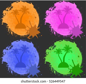 palm island pop-art logo vector