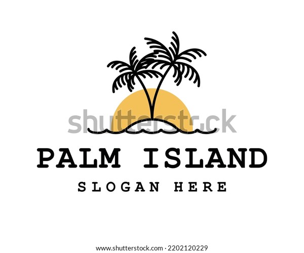 Palm Island Sunset Sunrise Sign Symbol Stock Vector (Royalty Free ...