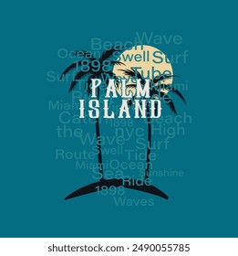 Palm Island surfing illustration print