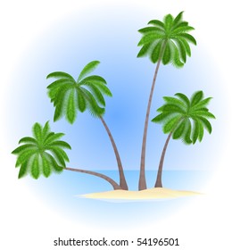Palm island. Vector.