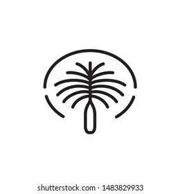 Palm island vector line icon