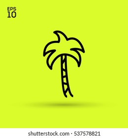 Palm isolated minimal single flat linear icon for application and info-graphic. Resort line vector icon for websites and mobile minimalistic flat design.