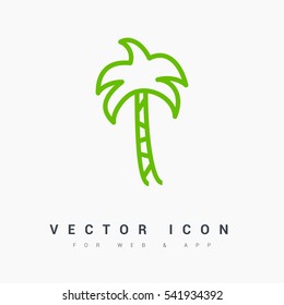 Palm isolated minimal single flat linear icon for application and info-graphic. Resort line vector icon for websites and mobile minimalistic flat design.