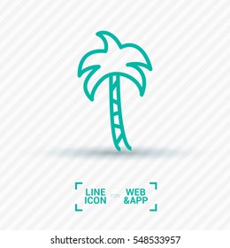 Palm isolated minimal single flat linear icon for application and info-graphic. Resort line vector icon for websites and mobile minimalistic flat design.