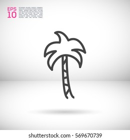 Palm isolated minimal single flat linear icon for application and info-graphic. Resort line vector icon for websites and mobile minimalistic flat design.