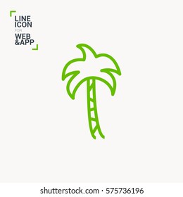 Palm isolated minimal single flat linear icon for application and info-graphic. Resort line vector icon for websites and mobile minimalistic flat design.
