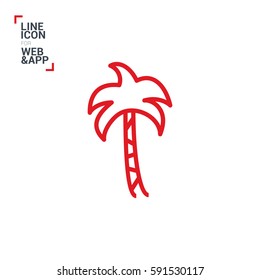 Palm isolated minimal single flat linear icon for application and info-graphic. Resort line vector icon for websites and mobile minimalistic flat design.