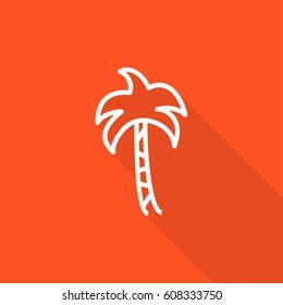 Palm isolated minimal single flat linear icon for application and info-graphic. Resort line vector icon for websites and mobile minimalistic flat design.