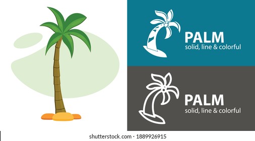 palm isolated vector flat icon. plant line solid design element