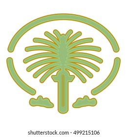 The Palm Jumeirah icon in cartoon style isolated on white background. Arab Emirates symbol stock vector illustration.