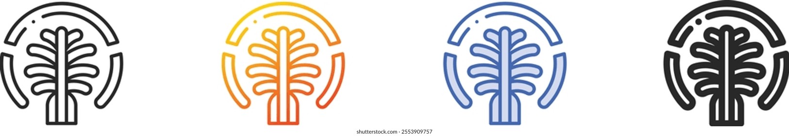 palm jumeirah icon.Thin Linear, Gradient, Blue Stroke and bold Style Design Isolated On White Background