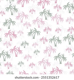 Palm jungle seamless pattern. Fabric print with trees. Natural vector background design. Tropic style wallpaper. Palm plant simple illustration. Vacation cloth textile print.