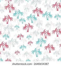 Palm jungle seamless pattern. Fabric print with trees. Paradise vector background design. Tropic style wallpaper. Exotic floral hawaiian repeat pattern.