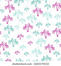 Palm jungle seamless pattern. Fabric print with trees. Paradise vector background design. Tropic style wallpaper. Island nature fashion graphic.
