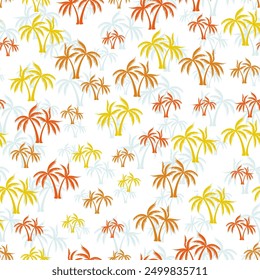 Patrón sin fisuras de la selva de la palma. Estampado textil con árboles. Diseño de fondo de Vector natural. Fondo de pantalla de estilo trópico. Patrón sin fisuras de la selva tropical de la palmera de la historieta.