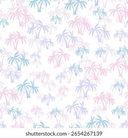 Palm jungle seamless pattern. Textile print with trees. Natural vector background design. Hawaii style wallpaper Beach coconut palm botanical ornament.