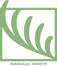 Palm leaf abstract icon design on white background. Logo illustration for business purposes. The logo is green. Abstract silhouette icon banner. Minimalist and modern template
