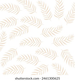 The palm leaf background is brown on white
