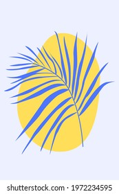 Palm leaf in boho style. Minimalist  fashion artwork for design t shirt, bag, card, invitation etc. Vector simple illustration.