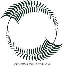 Palm leaf circle frame. Vector illustration isolated on white background. Laurel wreath icon. Simple illustration of laurel wreath vector icon for web